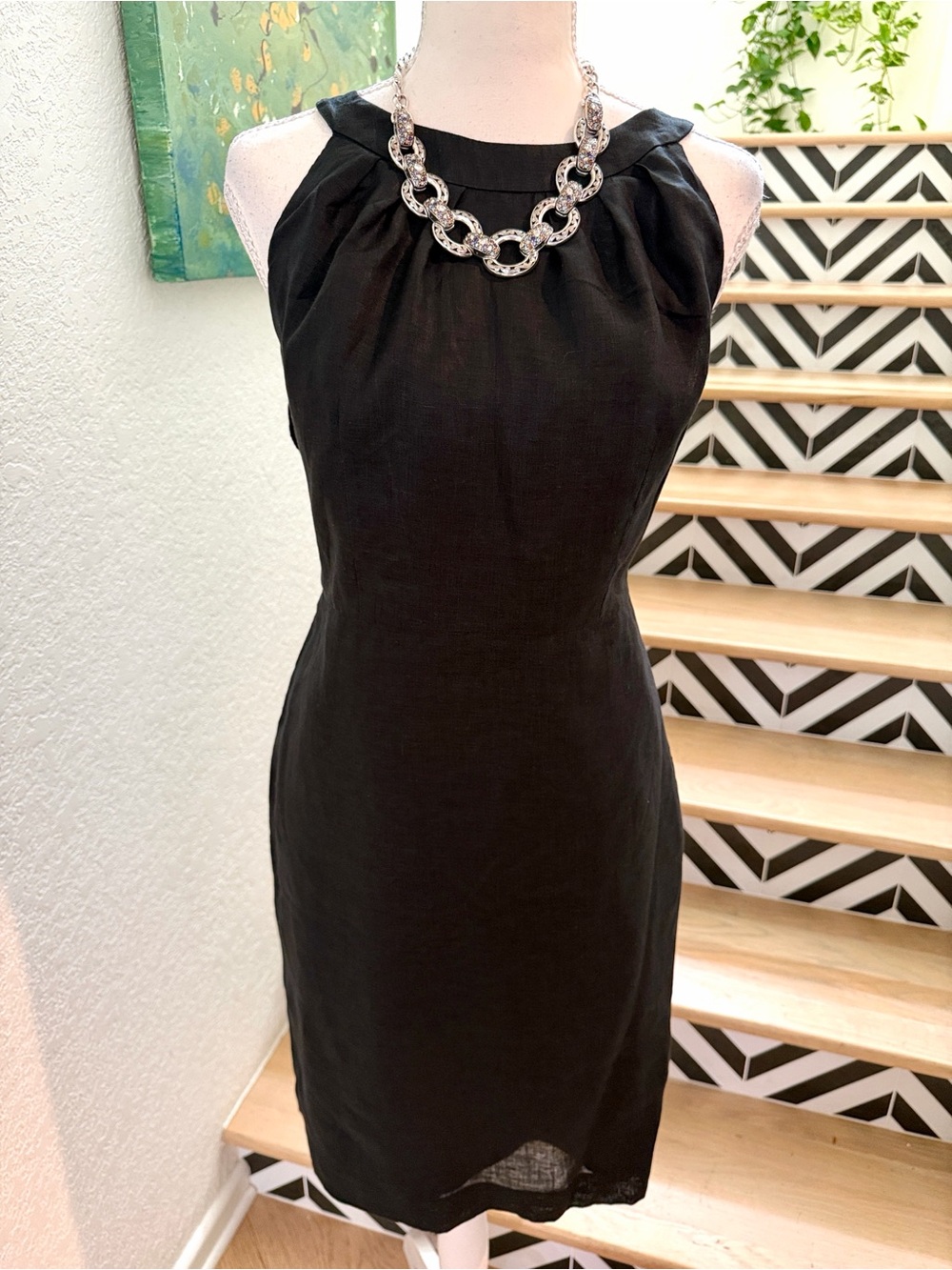 LOFT Sleeveless Little Black Sheath Dress Linen Fully Lined With Cotton Size 4